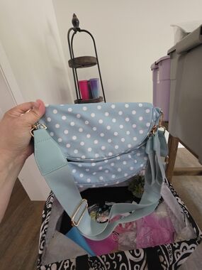 Light Blue Polka Dot Crossbody Bag - Casual Women's Shoulder Bag